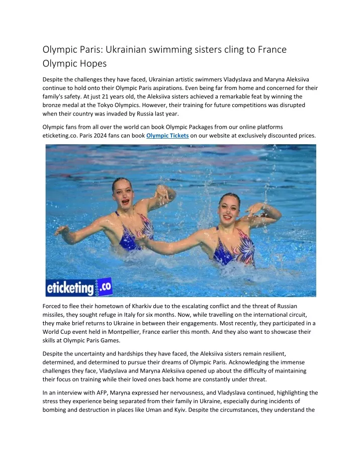 olympic paris ukrainian swimming sisters cling
