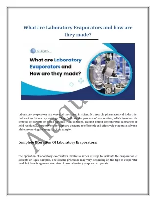 What are Laboratory Evaporators and how are they made