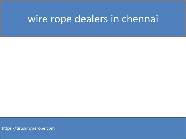 wire rope dealers in chennai