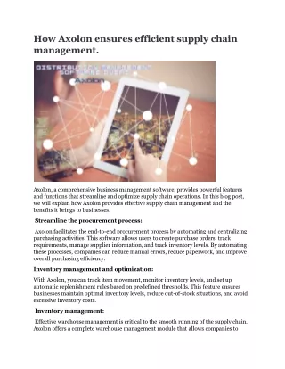 how axolon ensures efficient supply chain