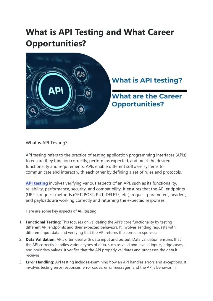what is api testing and what career opportunities