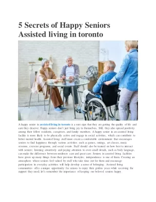 5 Secrets of Happy Seniors Assisted living in toronto