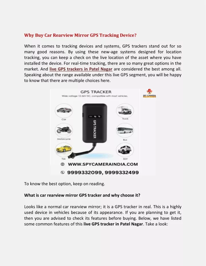 why buy car rearview mirror gps tracking device