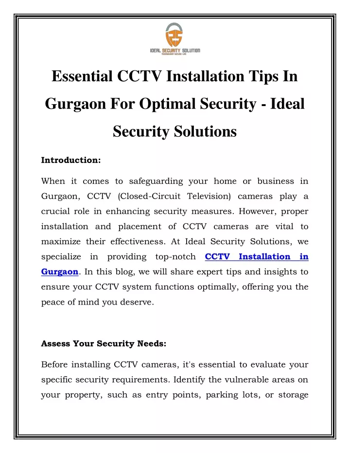 essential cctv installation tips in