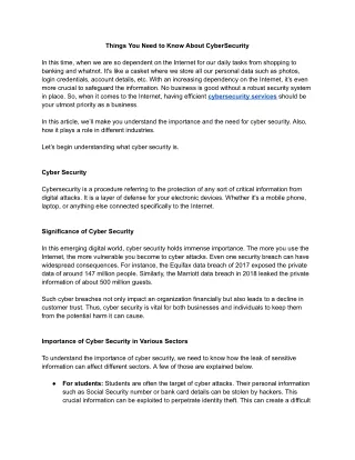 things you need to know about cybersecurity