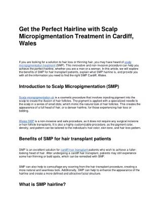 Get the Perfect Hairline with Scalp Micropigmentation Treatment in Cardiff