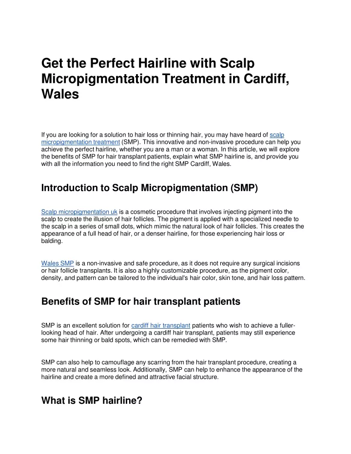 get the perfect hairline with scalp micropigmentation treatment in cardiff wales