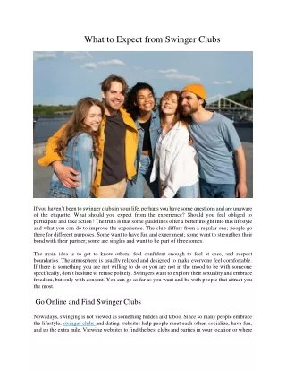 what to expect from swinger clubs
