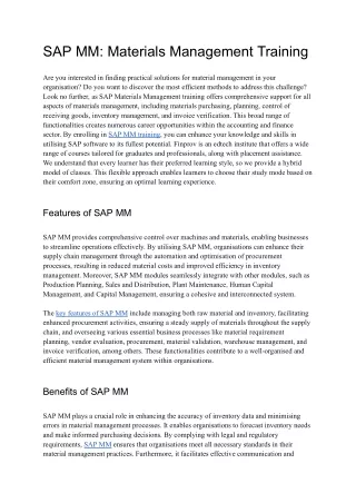 SAP MM _ Materials Management Training