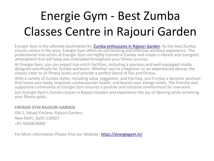 energie gym best zumba classes centre in rajouri garden