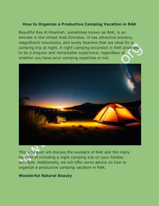 How to Organize a Productive Camping Vacation in RAK