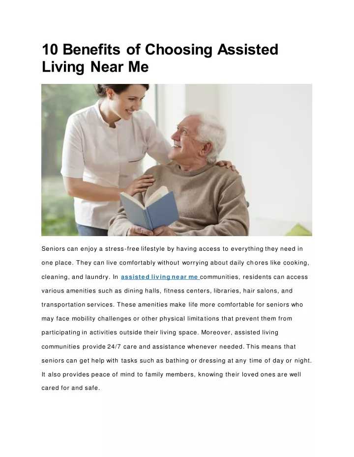 10 benefits of choosing assisted living near me