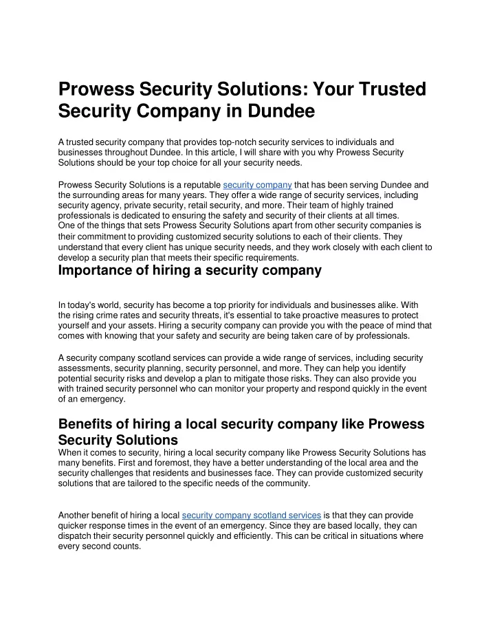 prowess security solutions your trusted security company in dundee