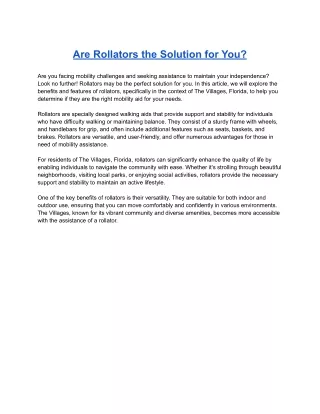 are rollators the solution for you