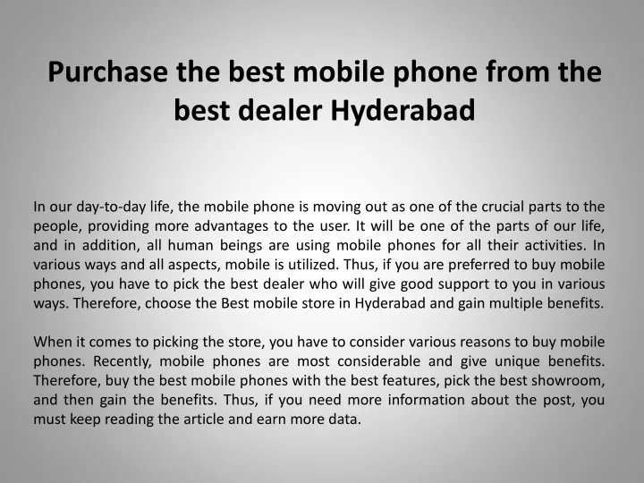 purchase the best mobile phone from the best