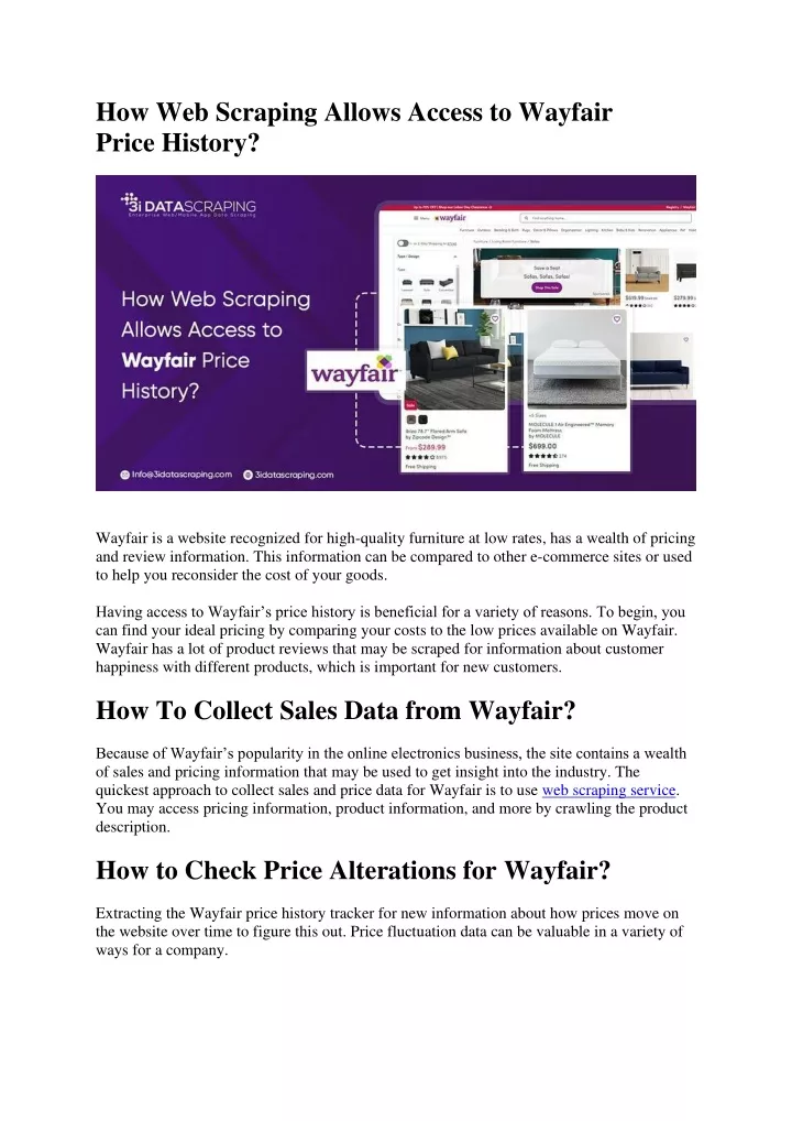 how web scraping allows access to wayfair price