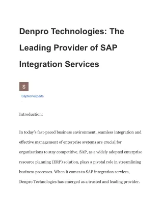 Denpro Technologies_ The Leading Provider of SAP Integration Services