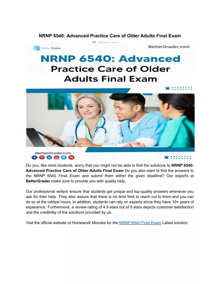 nrnp 6540 advanced practice care of older adults
