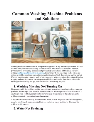 Common Washing Machine Problems and  Solutions