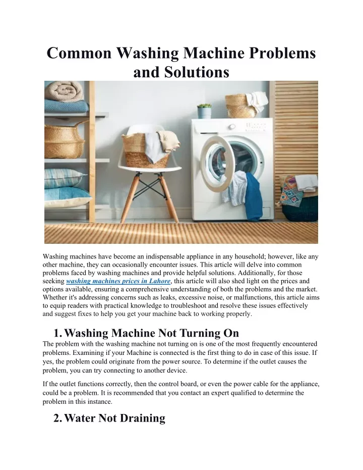 common washing machine problems and solutions