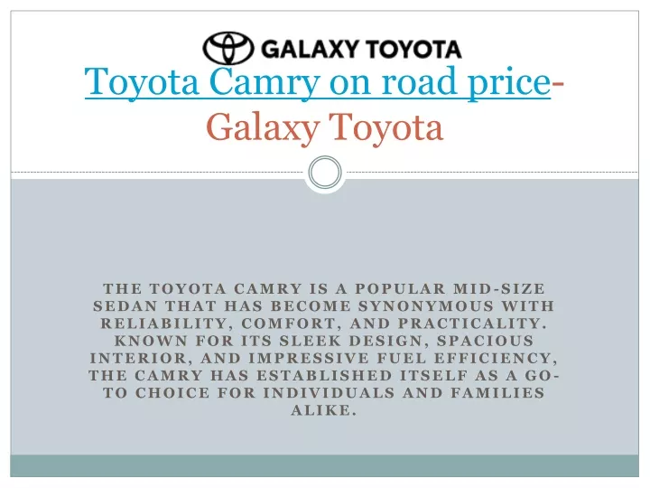 toyota camry on road price galaxy toyota