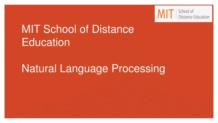 mit school of distance education natural language processing