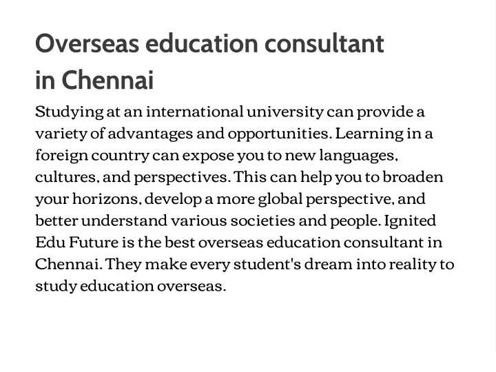 overseas education consultant in chennai studying