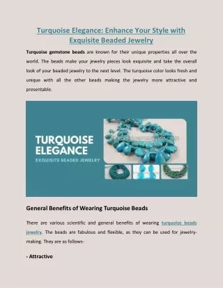 Turquoise Elegance: Enhance Your Style with Exquisite Beaded Jewelry