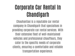 Corporate Car Rental In Chandigarh