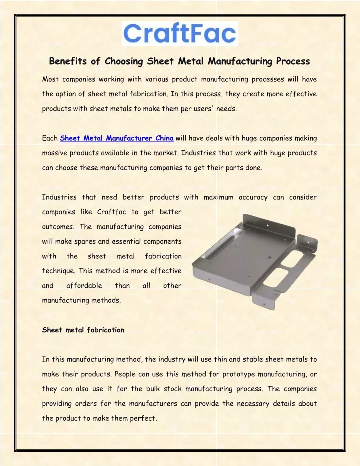 benefits of choosing sheet metal manufacturing