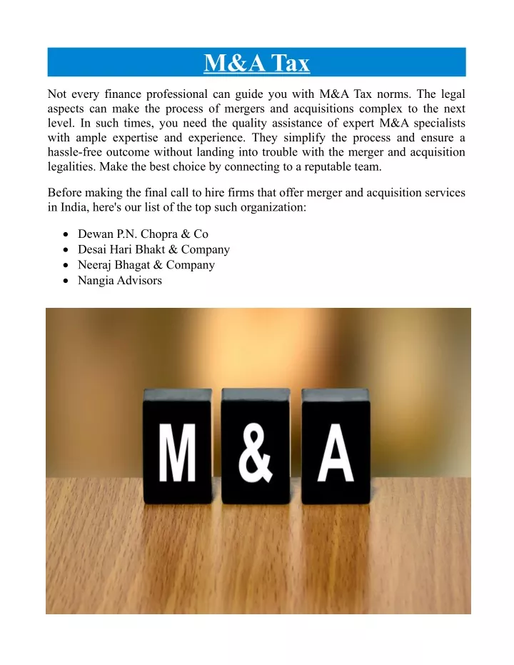 m&a tax case study