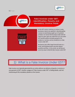 Uncovering Fake Invoices under GST: Identifying, Penalties, and Mandatory Invoic