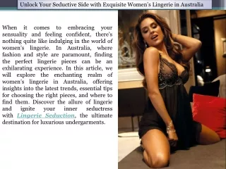 Unlock Your Seductive Side with Exquisite Women’s Lingerie in Australia - Lingerie Seduction