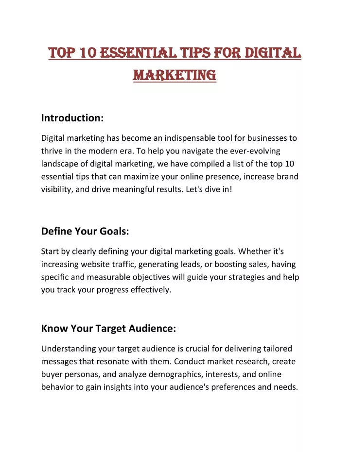 top 10 essential tips for digital