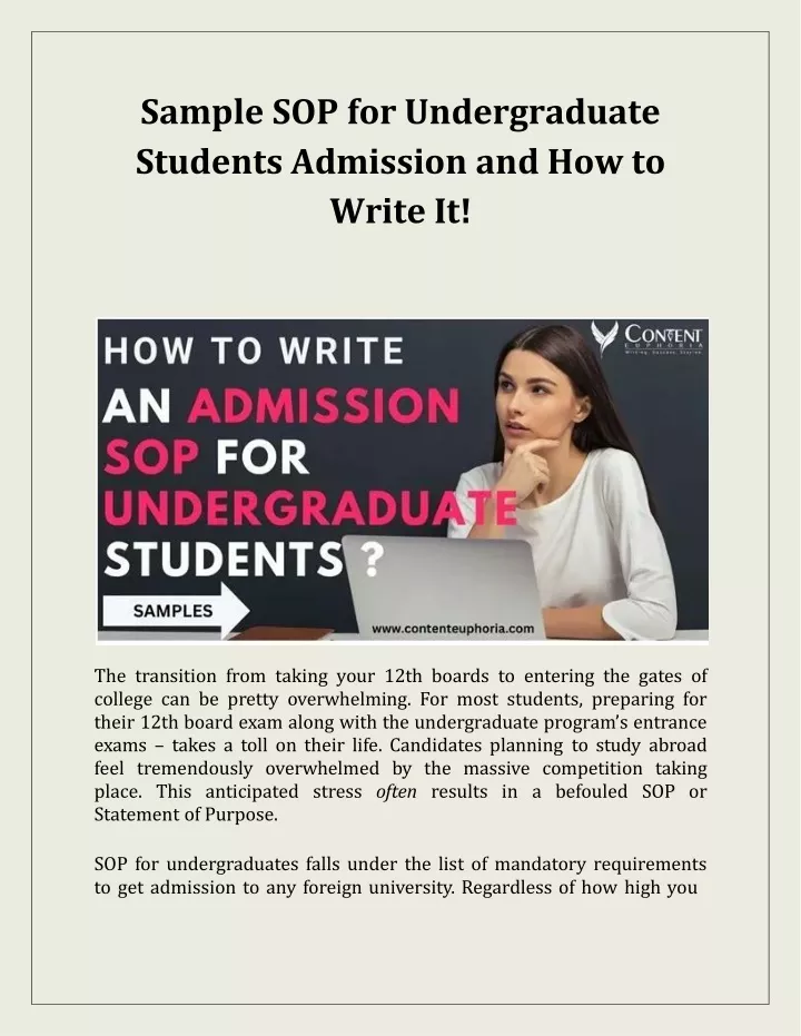 sample sop for undergraduate students admission and how to write it