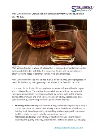 malt whisky market growth trends analysis