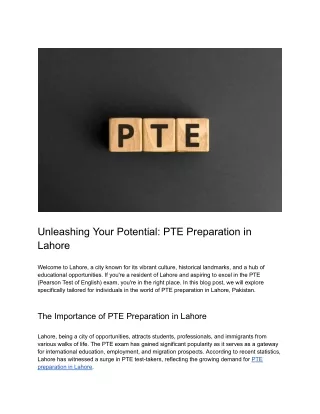 unleashing your potential pte preparation