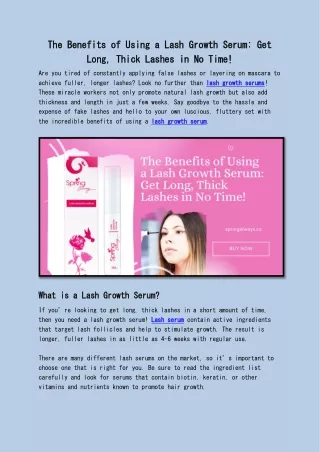 the benefits of using a lash growth serum