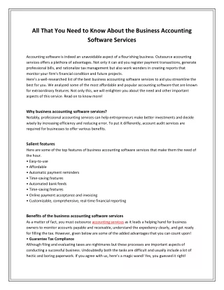 Business Accounting Software Services