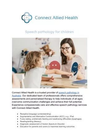 Connect Allied Health speech pathology Australia