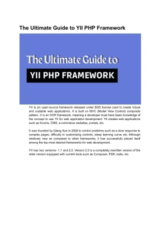 The Ultimate Guide to YII PHP Framework