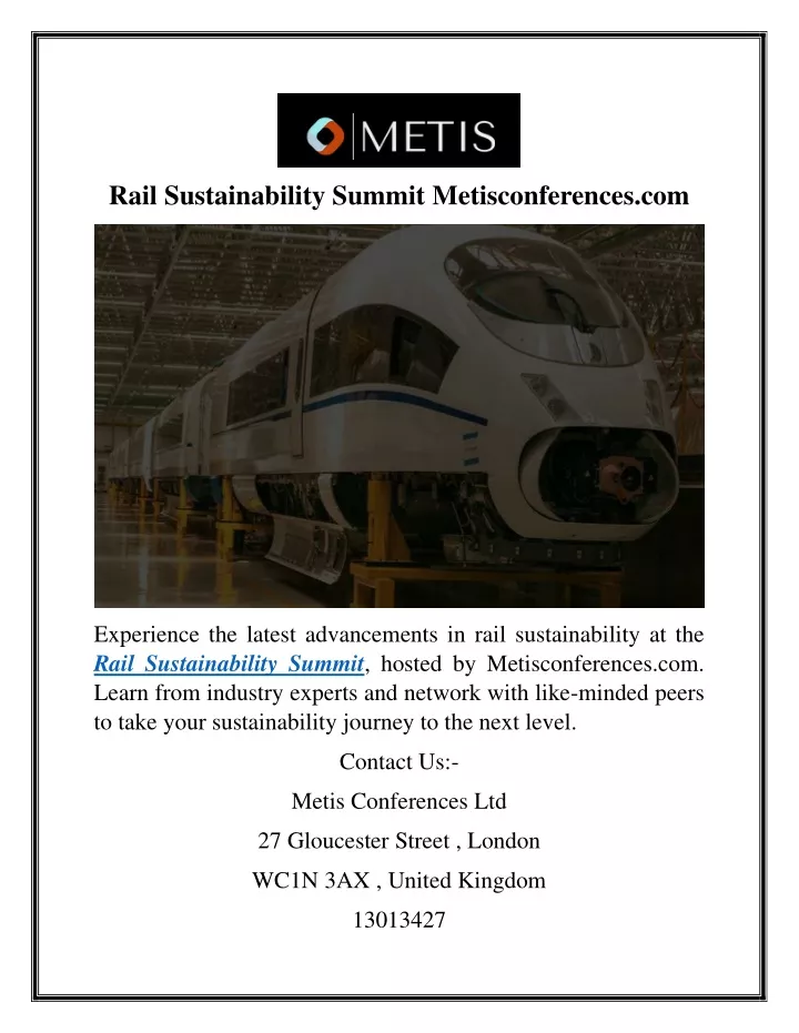 rail sustainability summit metisconferences com