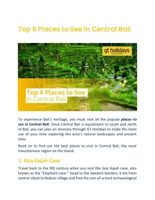 Best Places to See in Central Bali