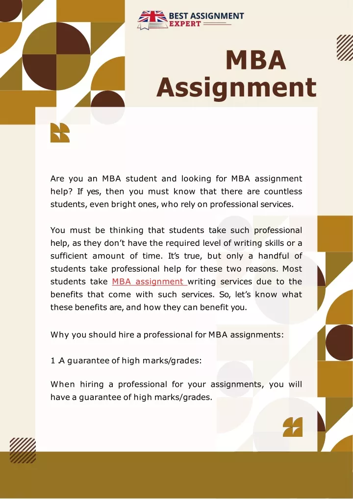 mba assignment plan
