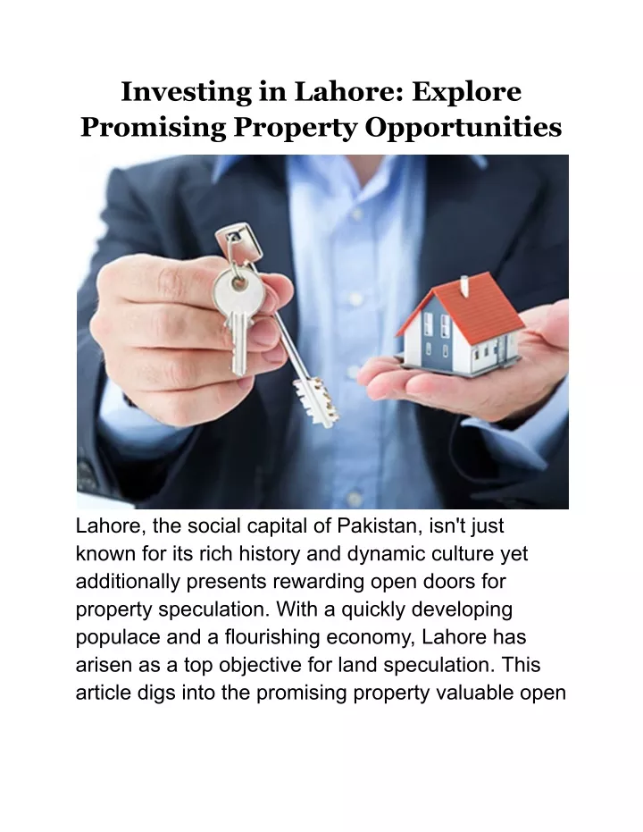 investing in lahore explore promising property