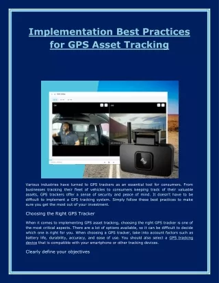 Implementation Best Practices for GPS Asset Tracking