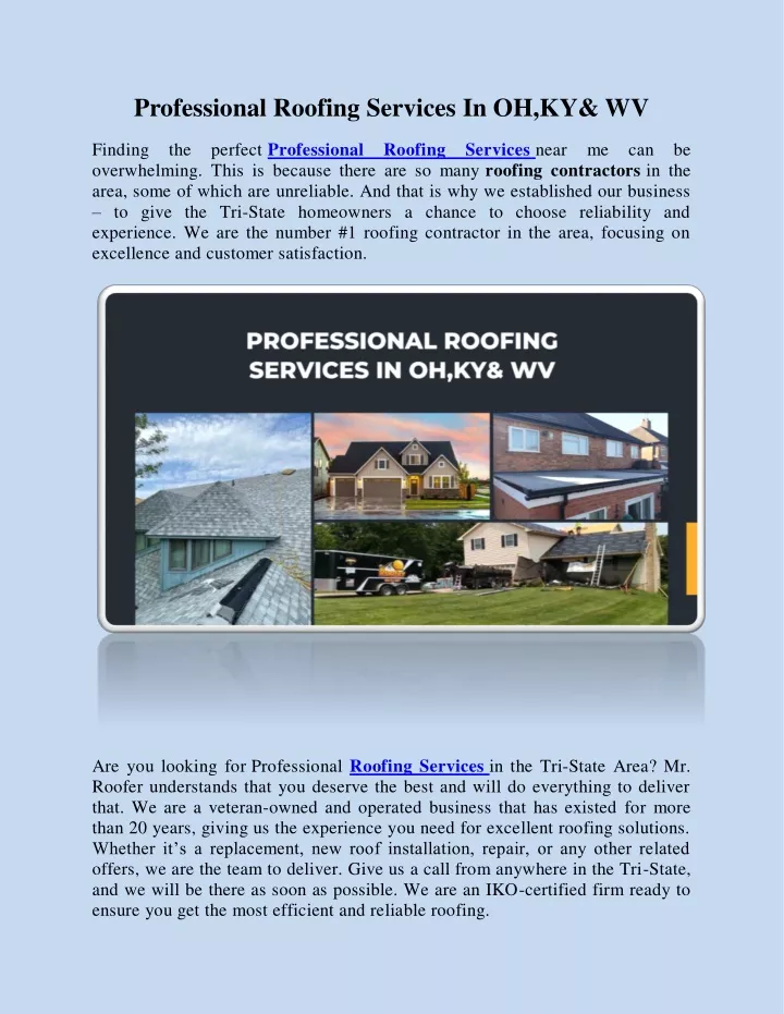 professional roofing services in oh ky wv finding