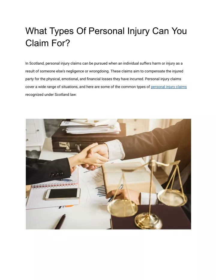 what types of personal injury can you claim for