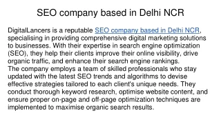 SEO company based in Delhi NCR