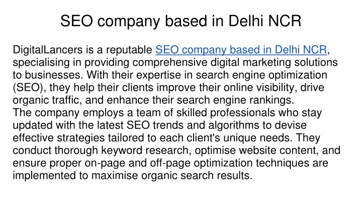 seo company based in delhi ncr